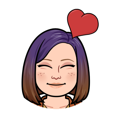 bitmoji of Ms. Wood, smiling, with red heart on top of her head